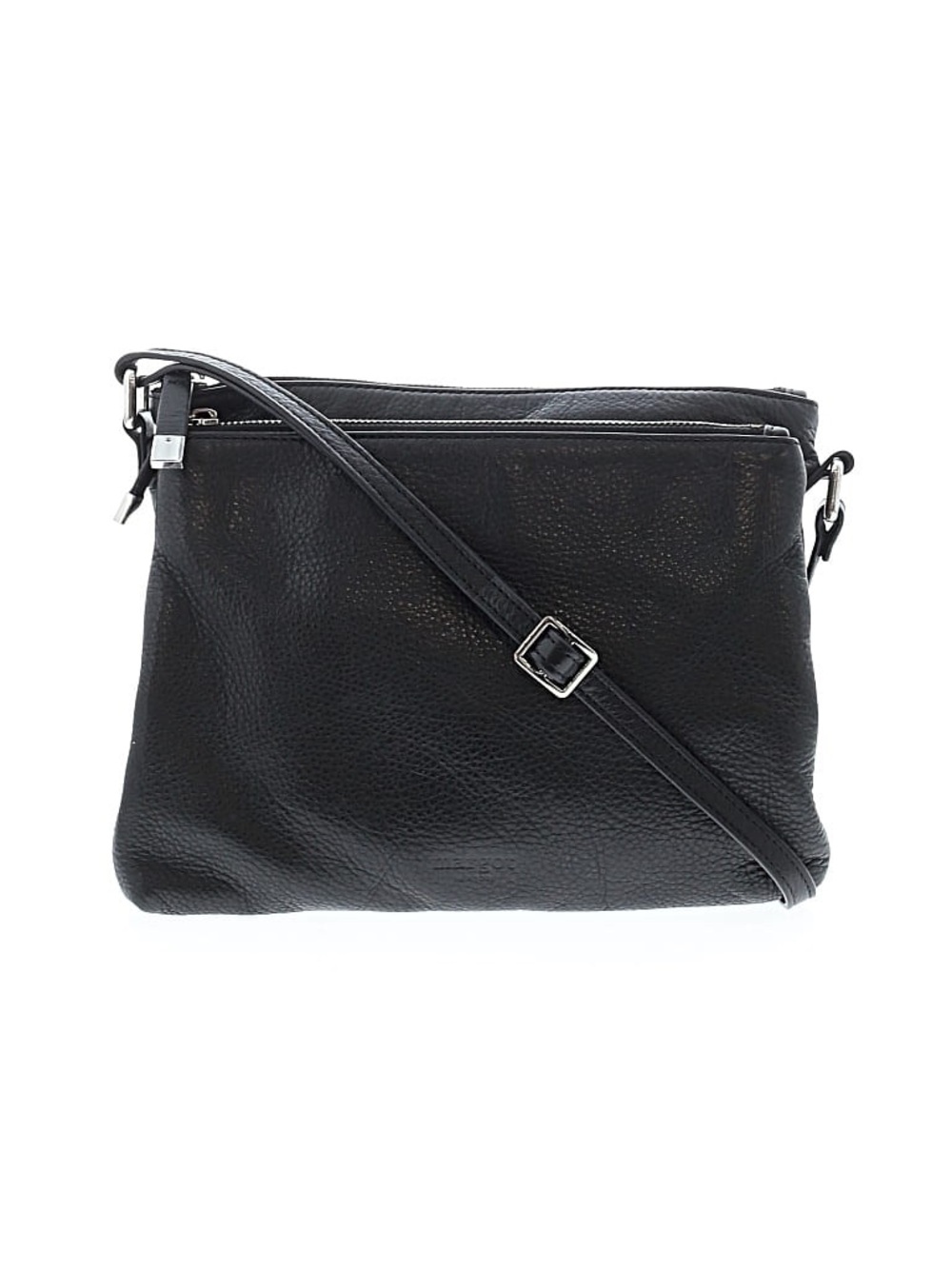 Margot Black Soft Leather Double Zip Crossbody Bag Purse